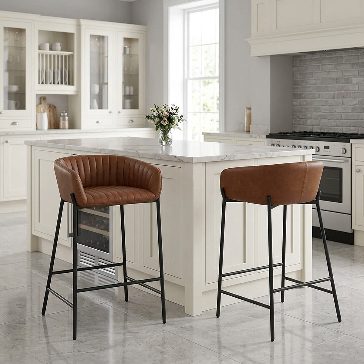 Tabouret de Bar Faux Cuir - Cub Marron 