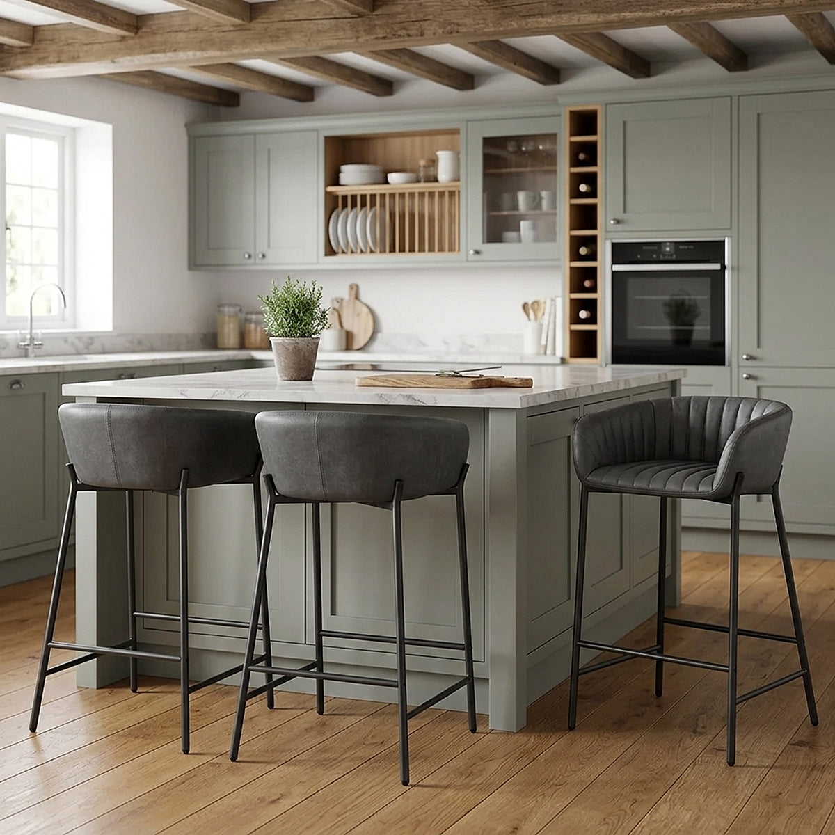 Tabouret de Bar Faux Cuir - Cub Gris 
