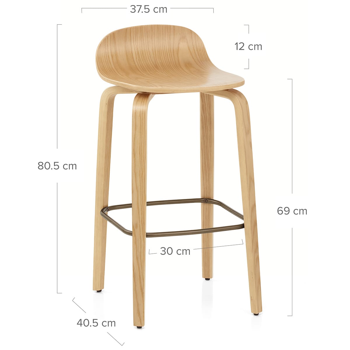 Tabouret de Bar Bois - Curve Chêne Poli