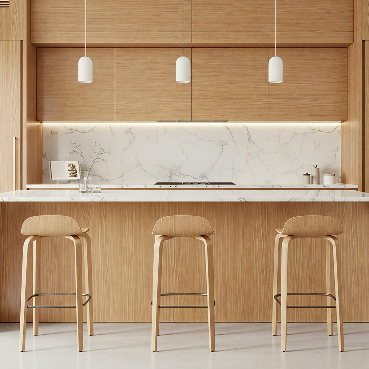 Tabouret de Bar Bois - Curve Chêne Poli
