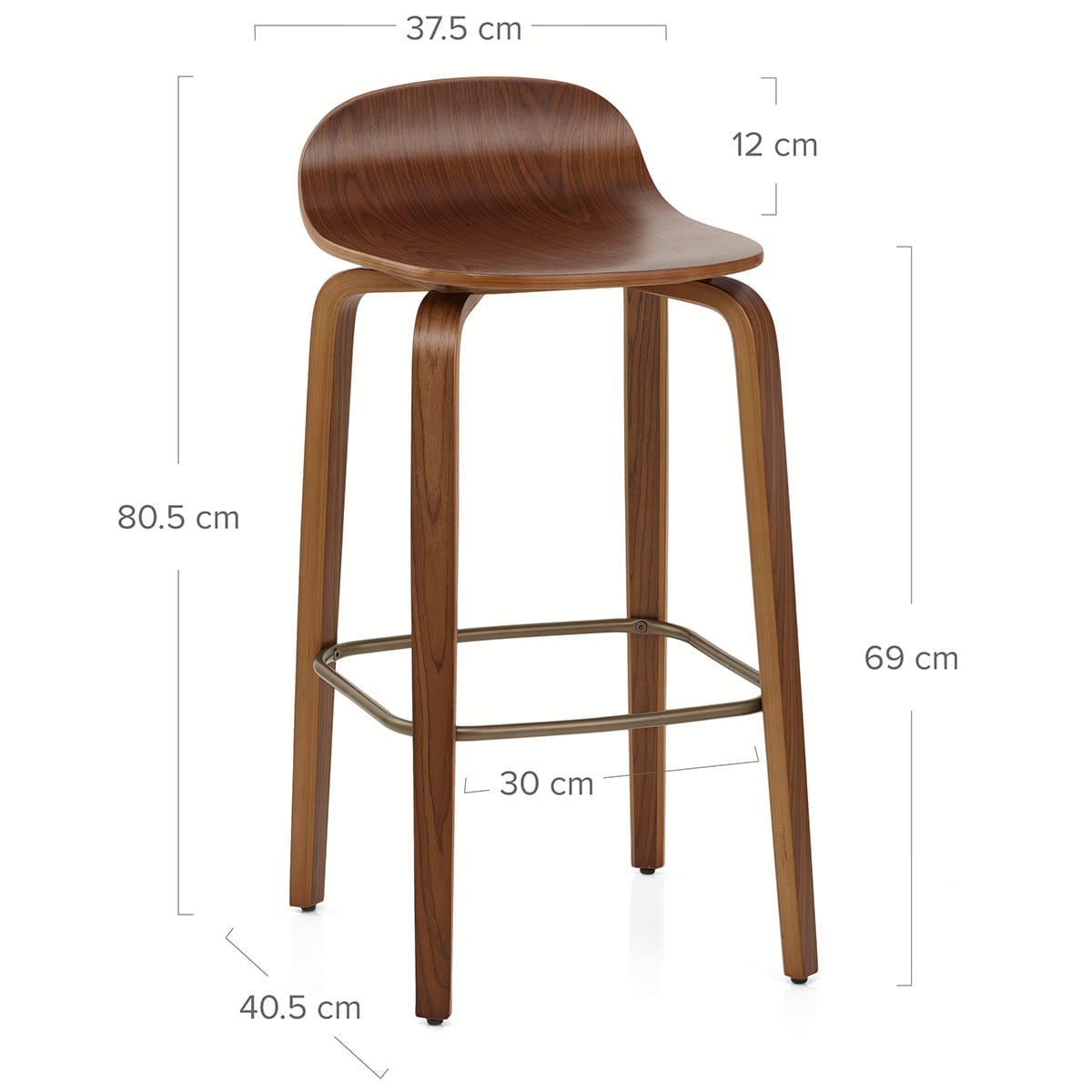 Tabouret de Bar Bois - Curve Noyer Poli
