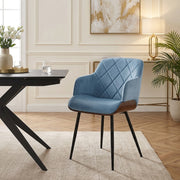 Chaise Bois Velours - Dakota Bleu 