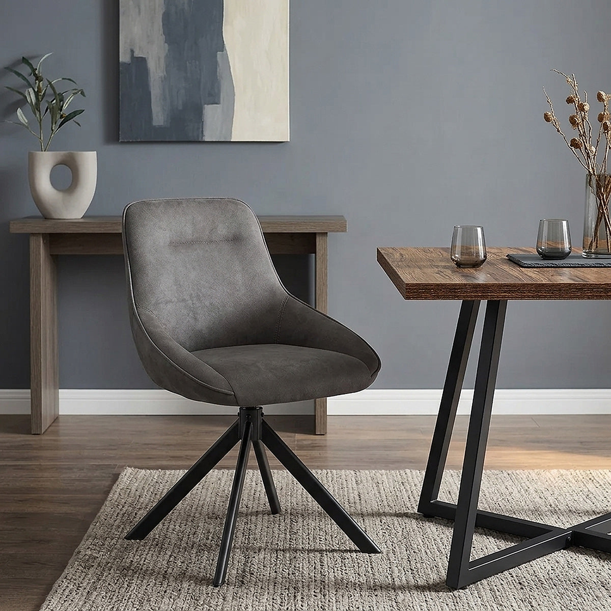 Chaise Faux Daim - Dante Gris 