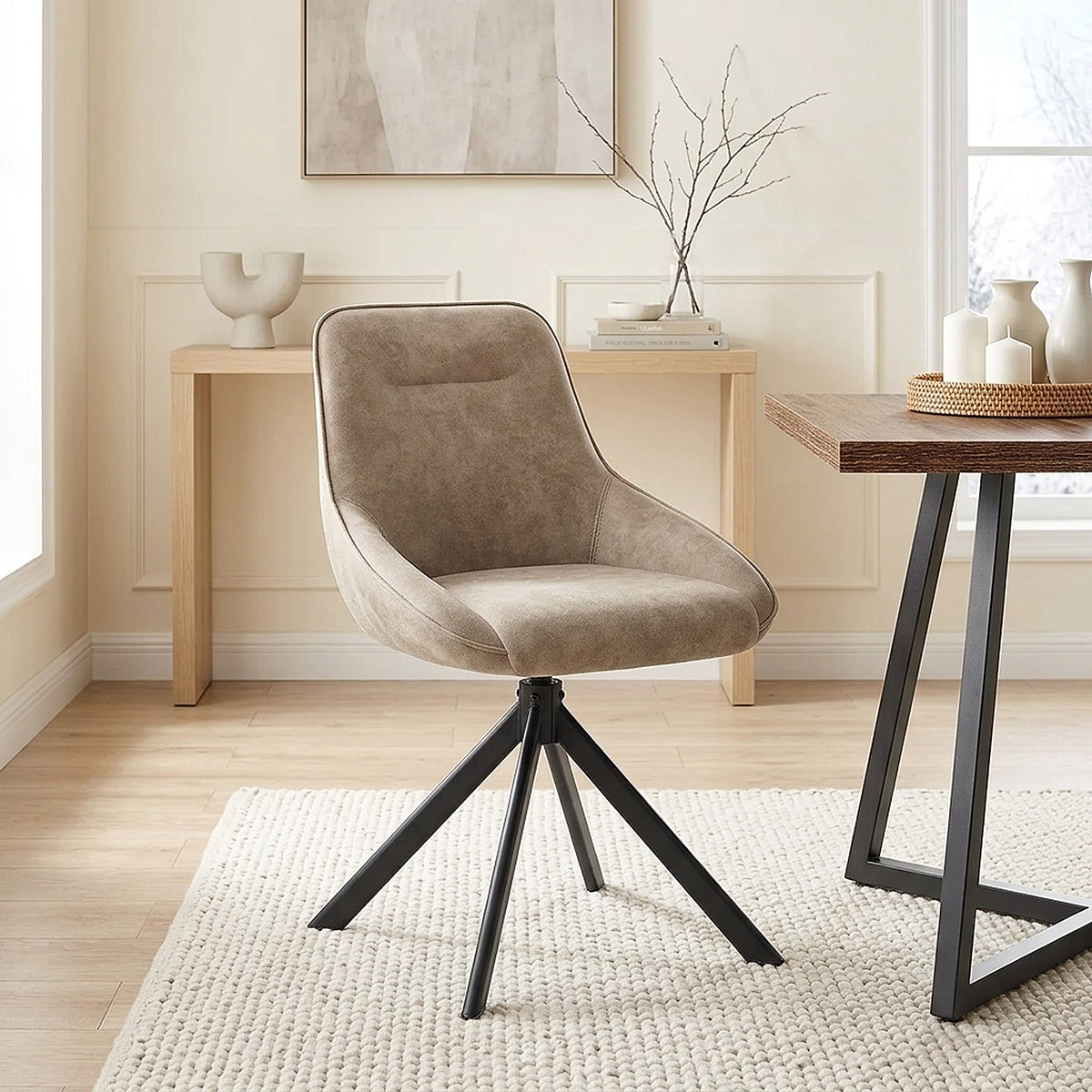 Chaise Faux Daim - Dante Taupe 