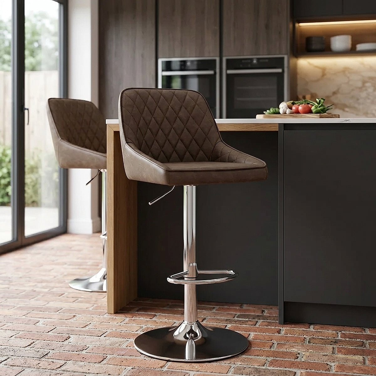 Tabouret Faux Cuir - Darwin Marron 