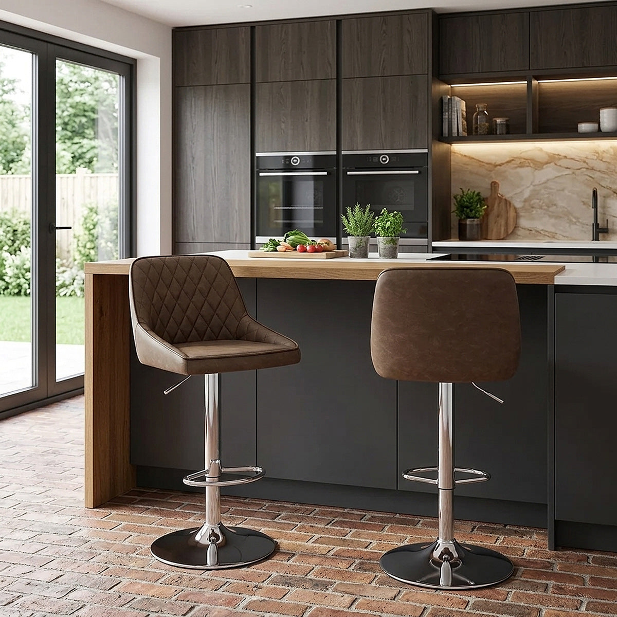 Tabouret Faux Cuir - Darwin Marron 