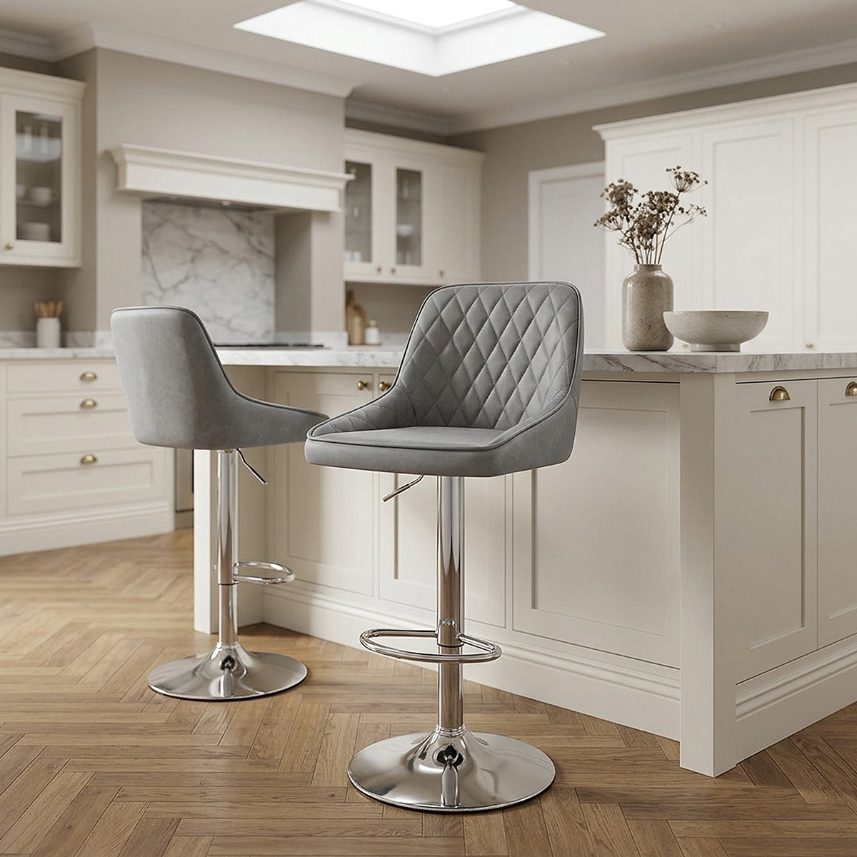 Tabouret Faux Cuir - Darwin Gris 