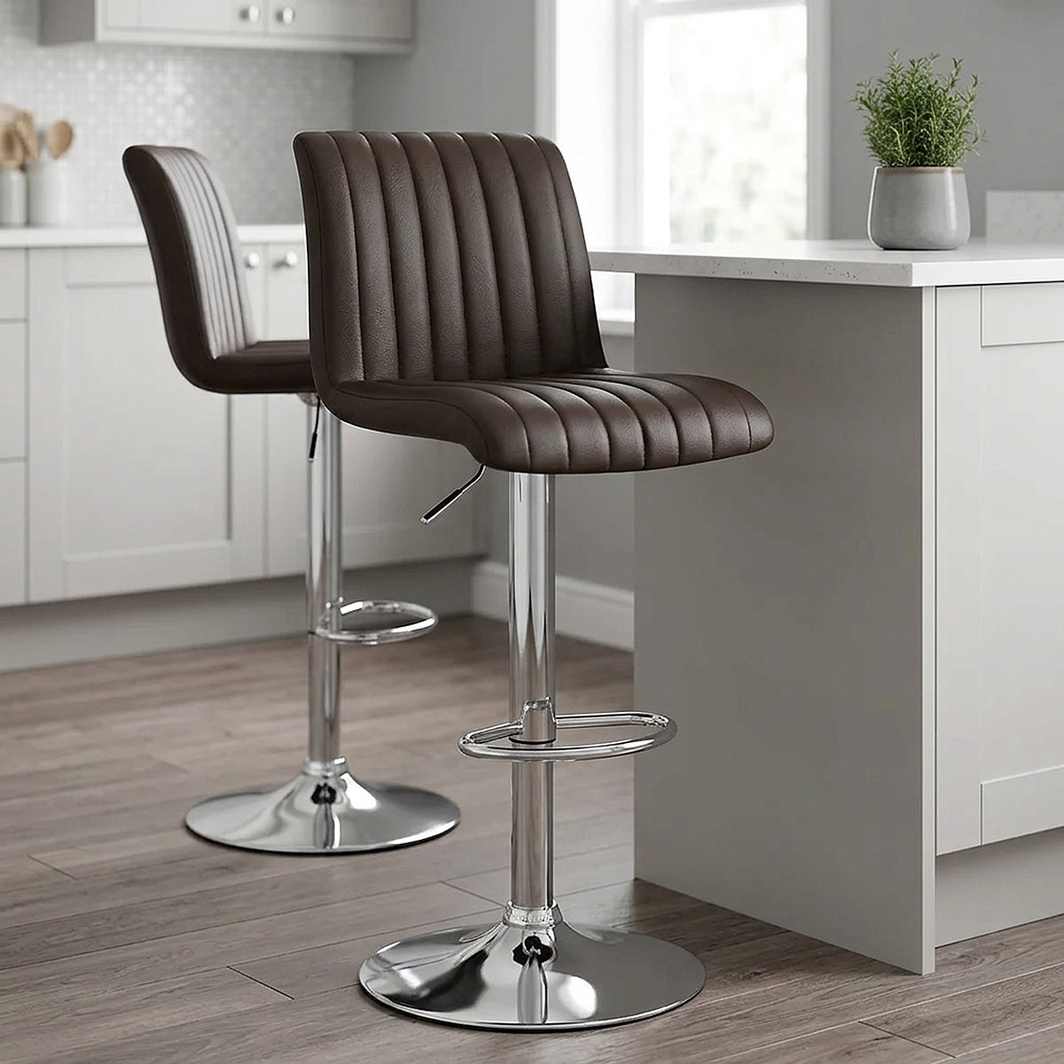 Tabouret de Bar Cuir Véritable - Debut Marron 