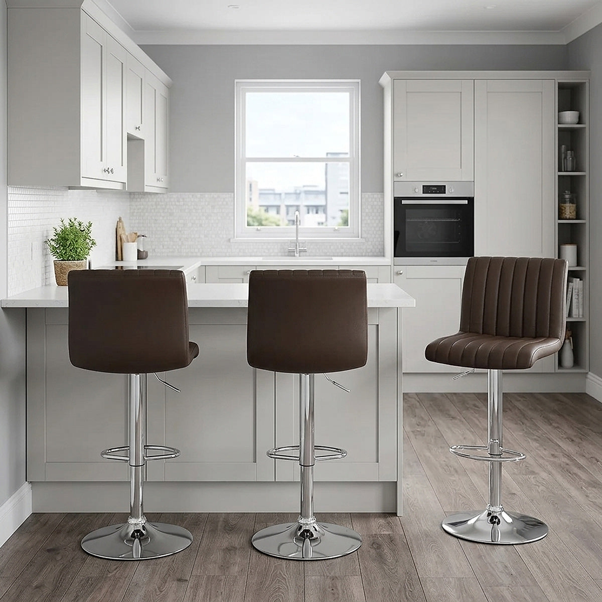 Tabouret de Bar Cuir Véritable - Debut Marron 