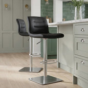 Chaise de Bar Cuir Chrome Brossé - Paradis Deluxe Gris 