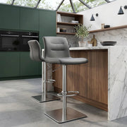 Chaise de Bar Cuir Chrome Brossé - Paradis Deluxe Noir 