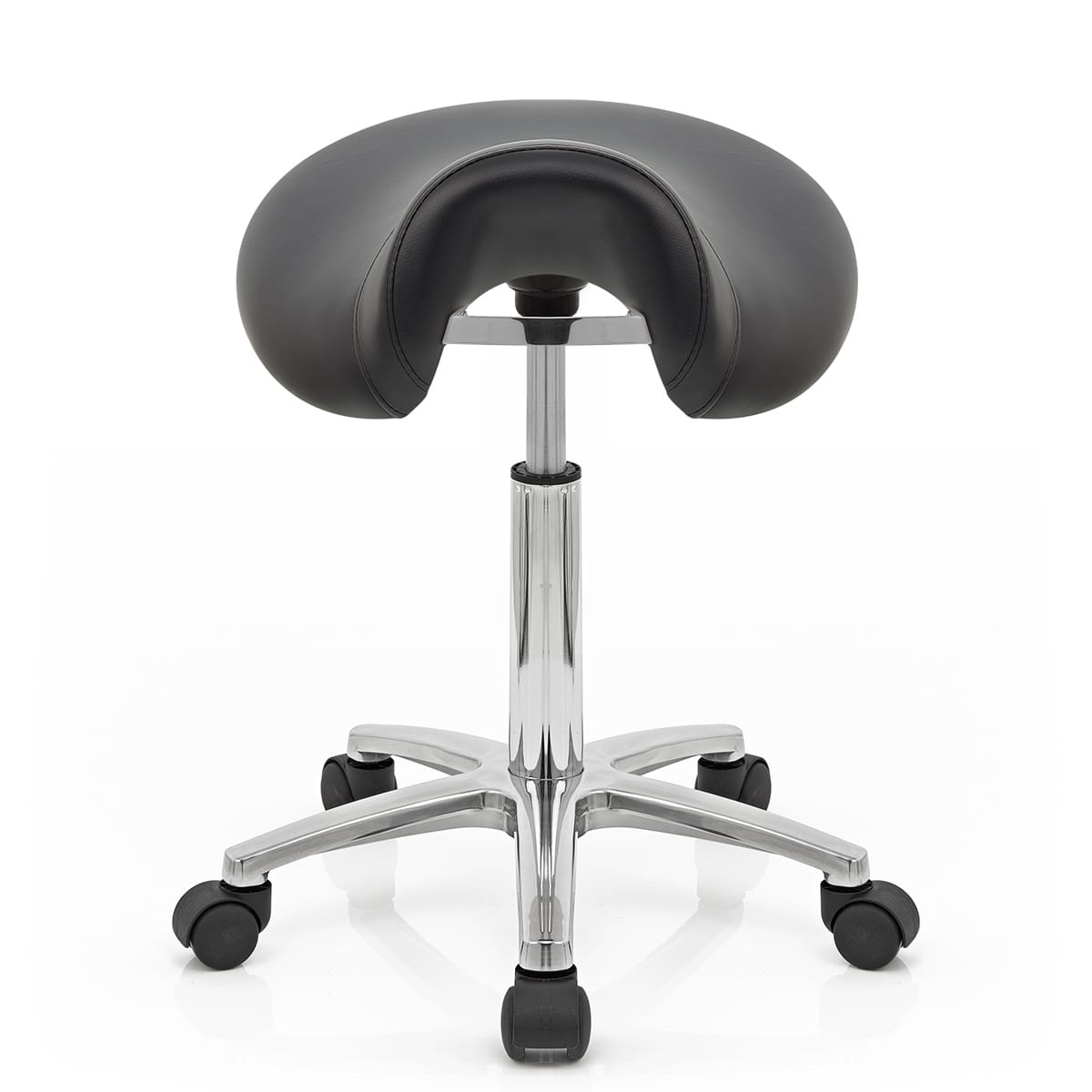 Tabouret Faux Cuir Chrome - Deluxe Saddle Noir 