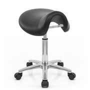 Tabouret Faux Cuir Chrome - Deluxe Saddle Noir 