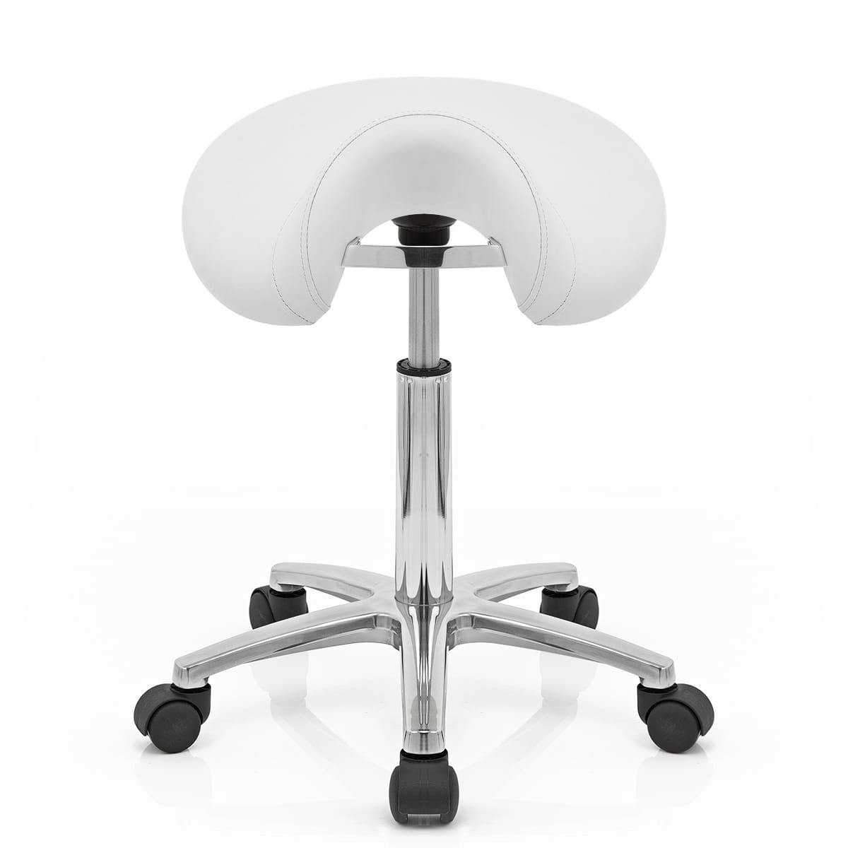 Tabouret Faux Cuir Chrome - Deluxe Saddle Blanc 