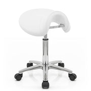 Tabouret Faux Cuir Chrome - Deluxe Saddle Blanc 