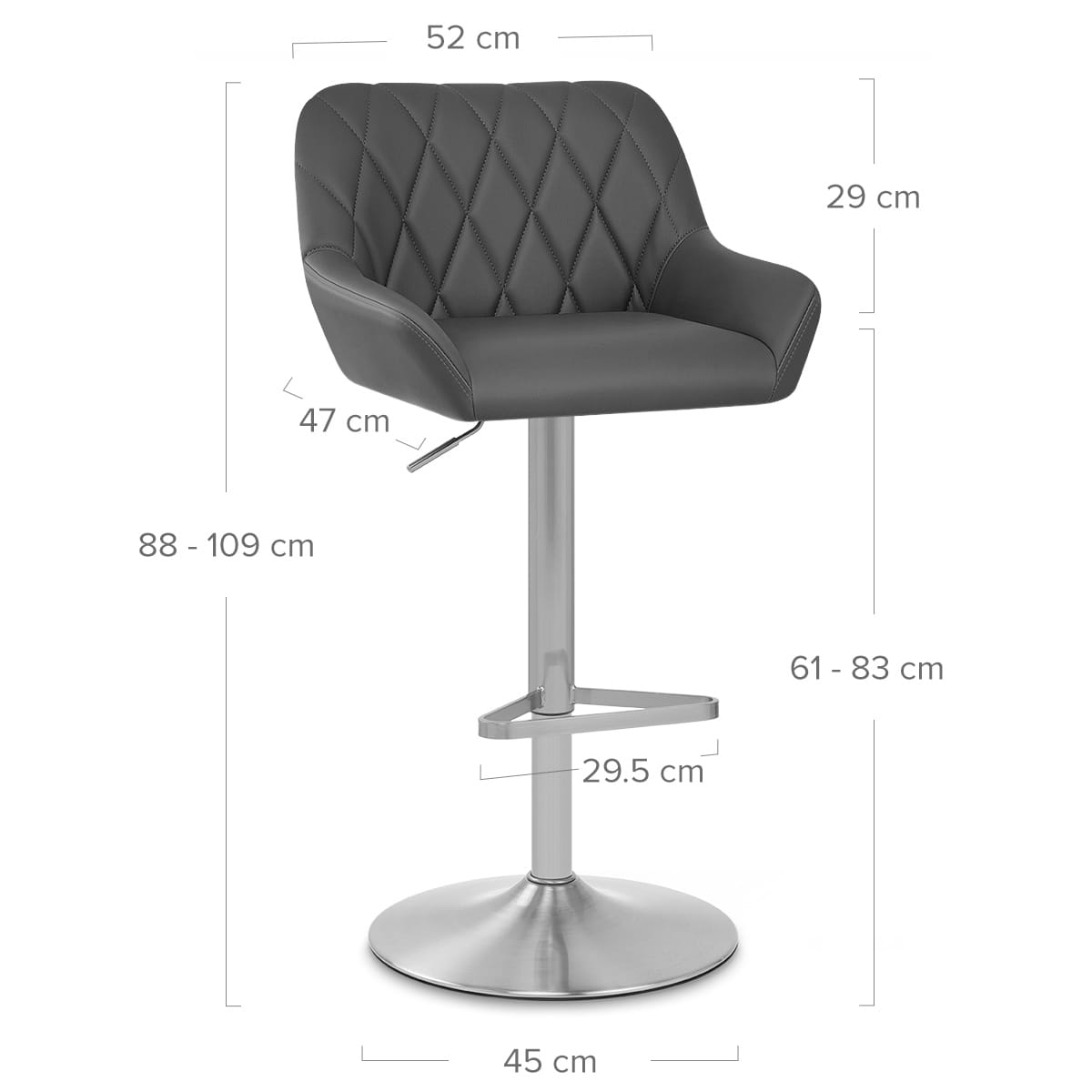 Detroit Brushed Stool Grey
