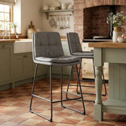 Tabouret de bar Faux Cuir - Devine Gris 