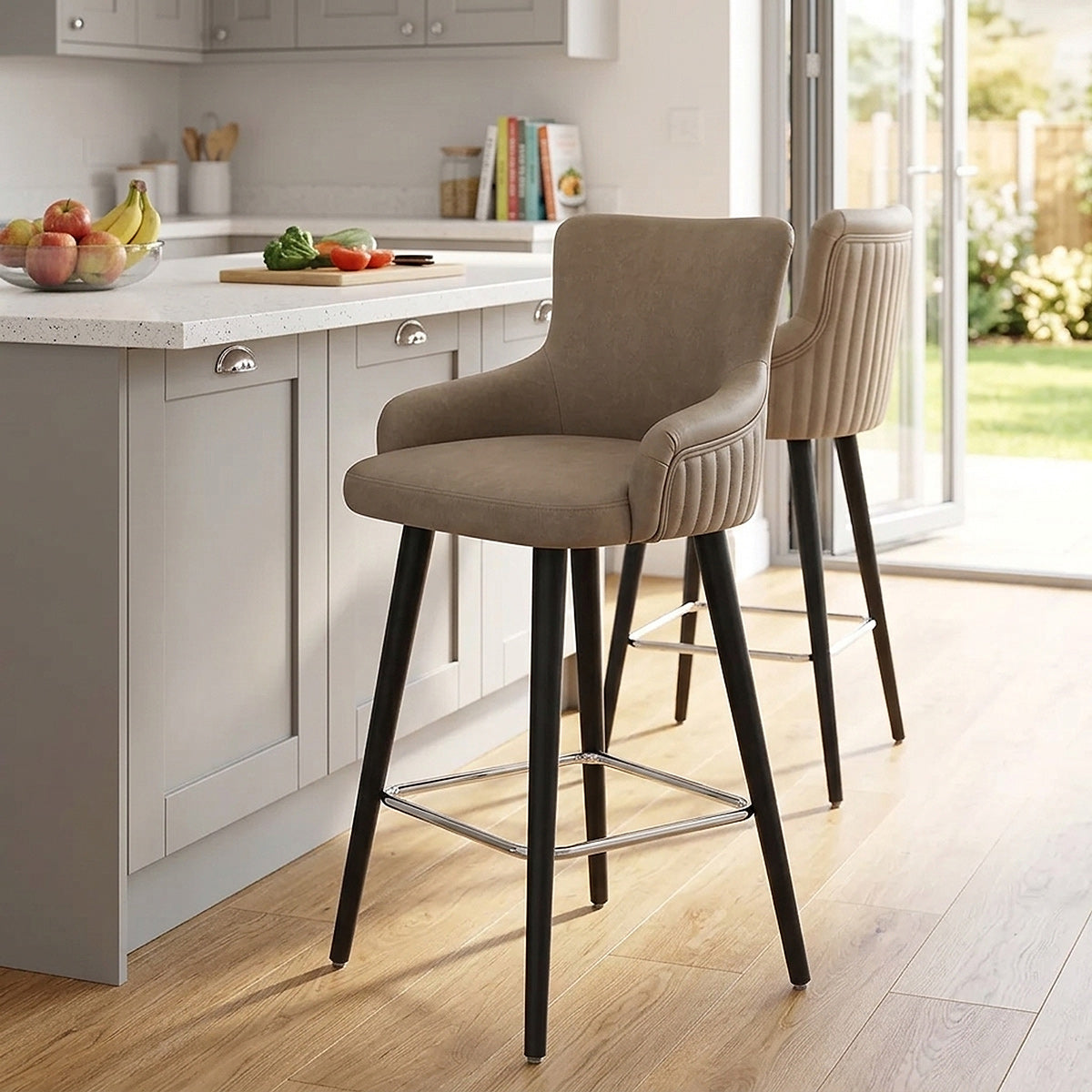 Tabouret Faux Cuir - Diablo Taupe 