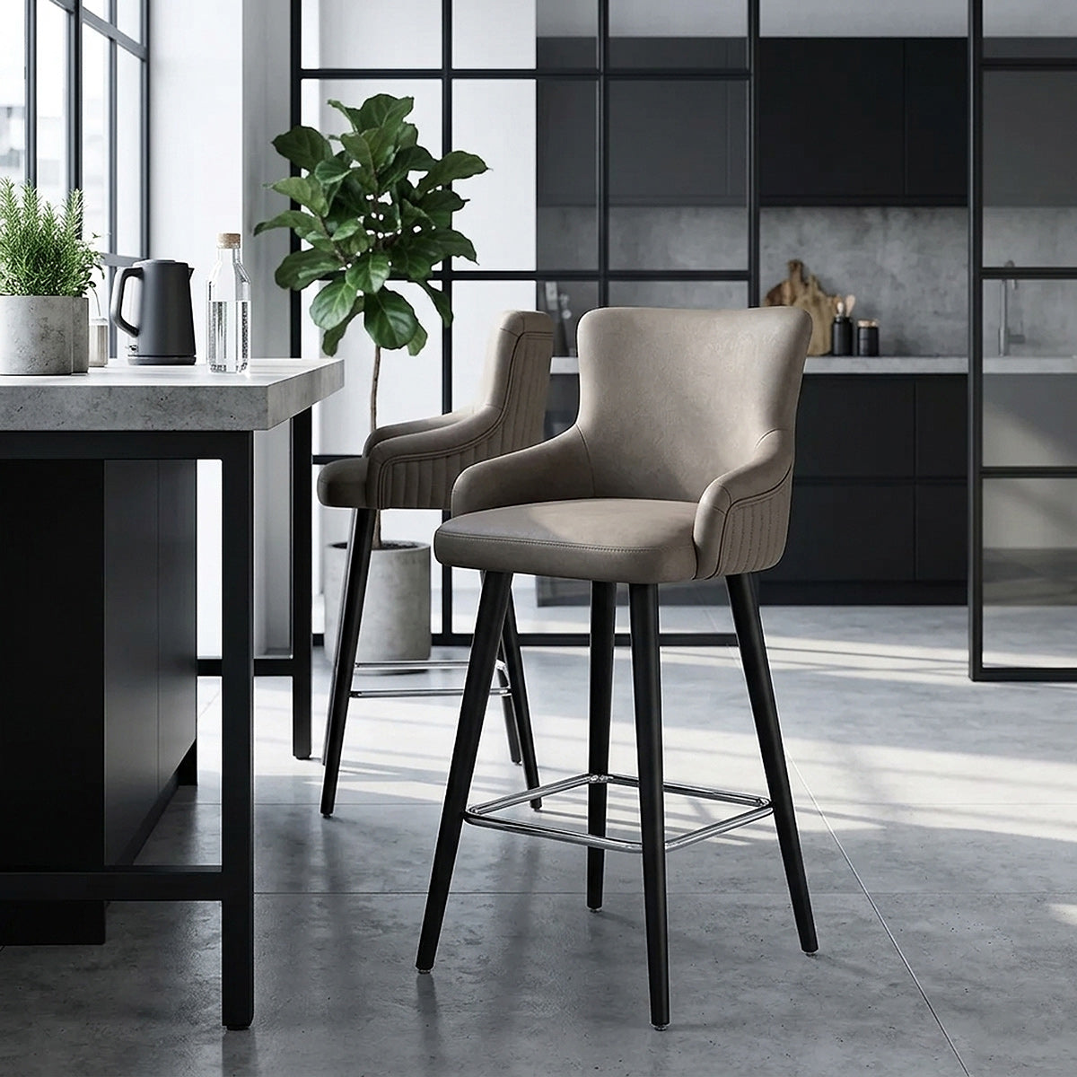 Tabouret Faux Cuir - Diablo Gris 