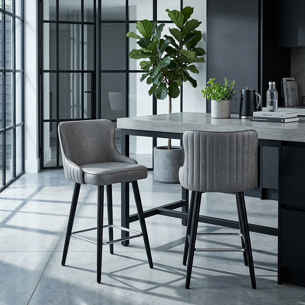Tabouret Faux Cuir - Diablo Gris 