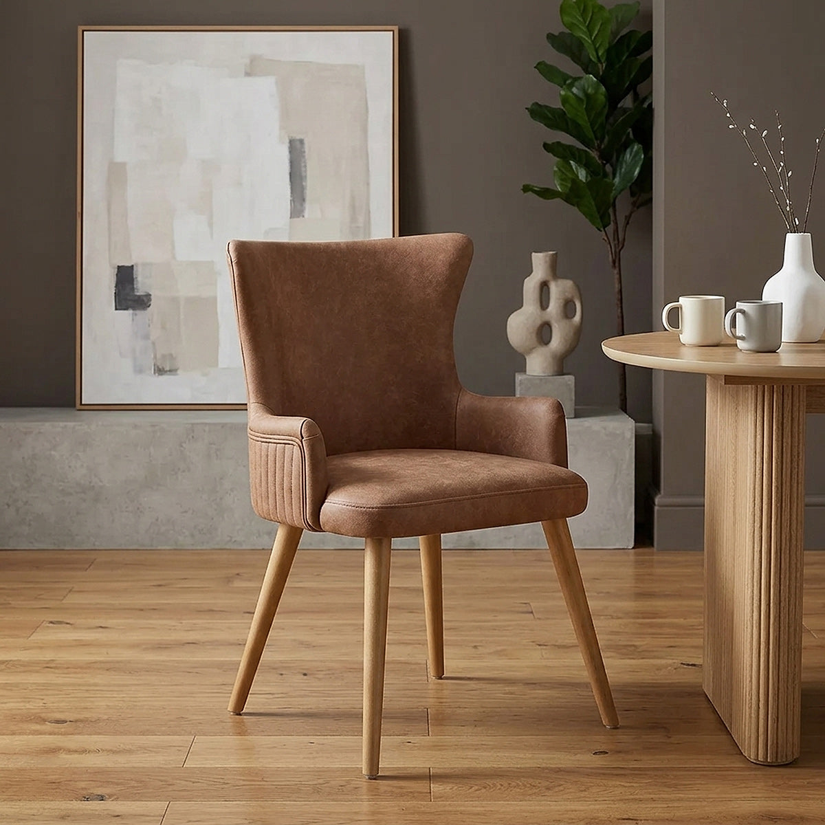 Chaise Faux Cuir Bois - Diablo Marron 
