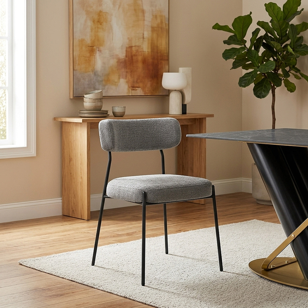 Chaise Tissu Noir - Diana Gris 