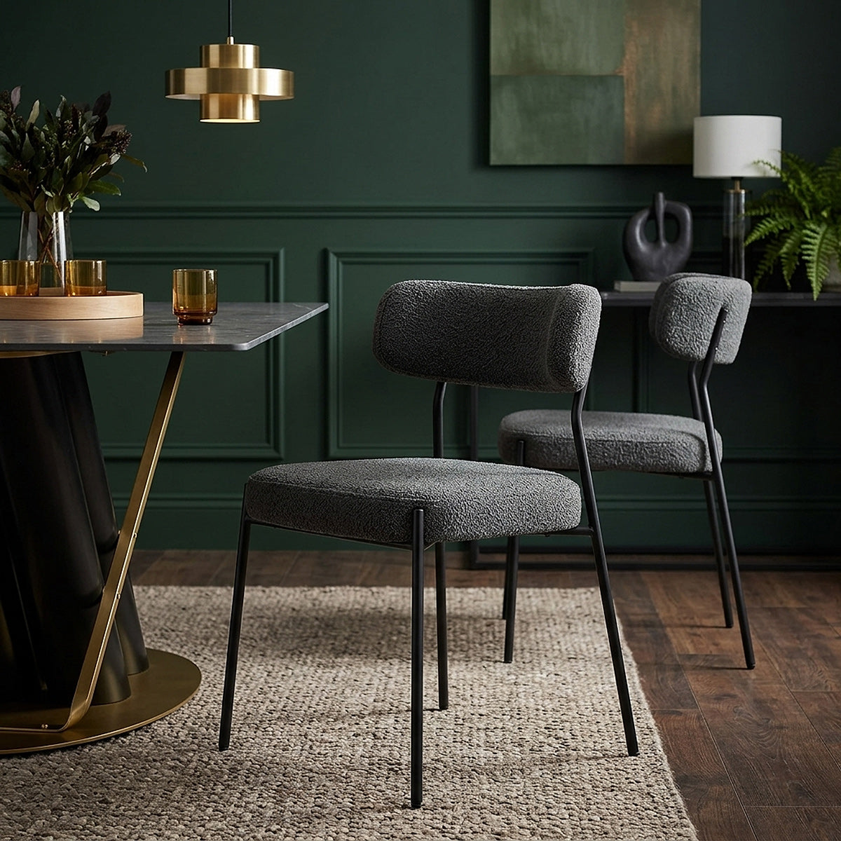 Chaise Tissu Noir - Diana Gris 