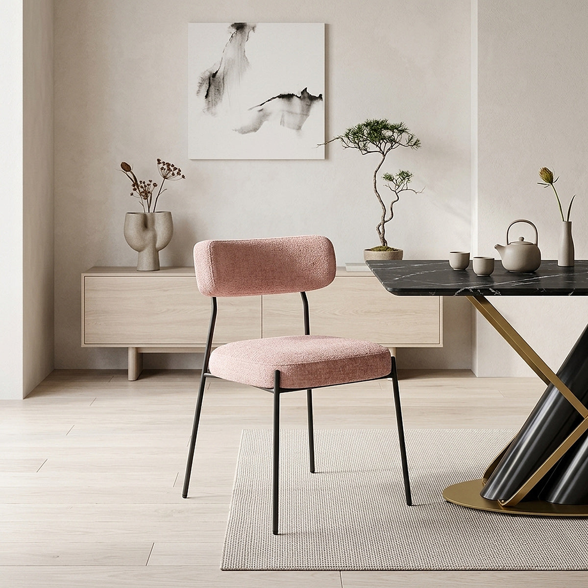 Chaise Tissu Noir - Diana Rose 