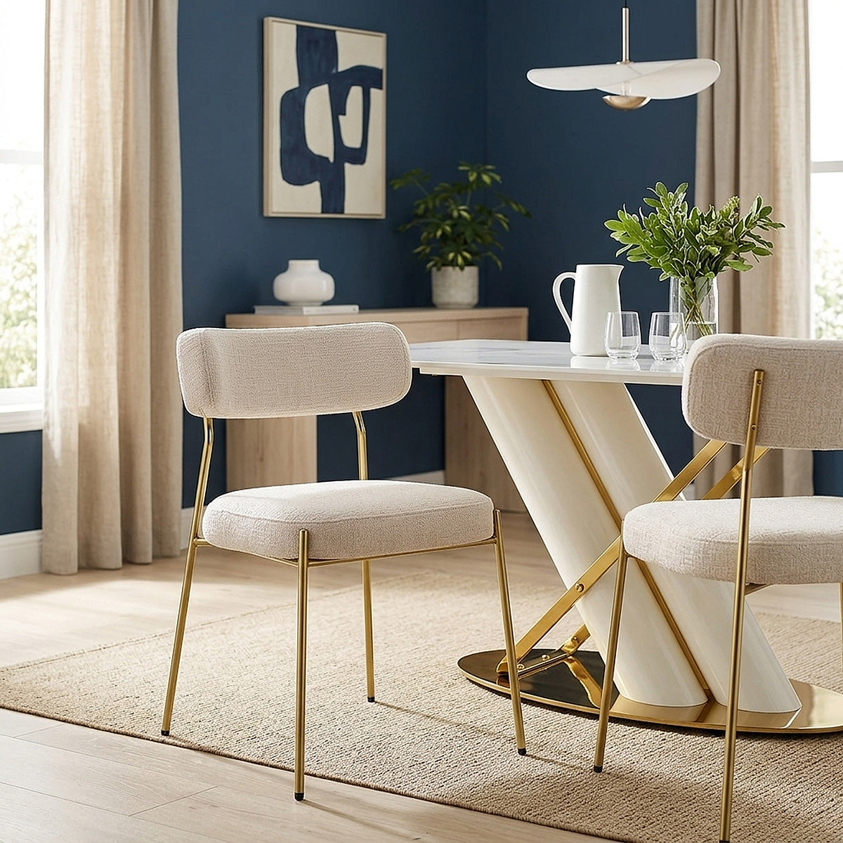 Diana Gold Chair Cream Fabric