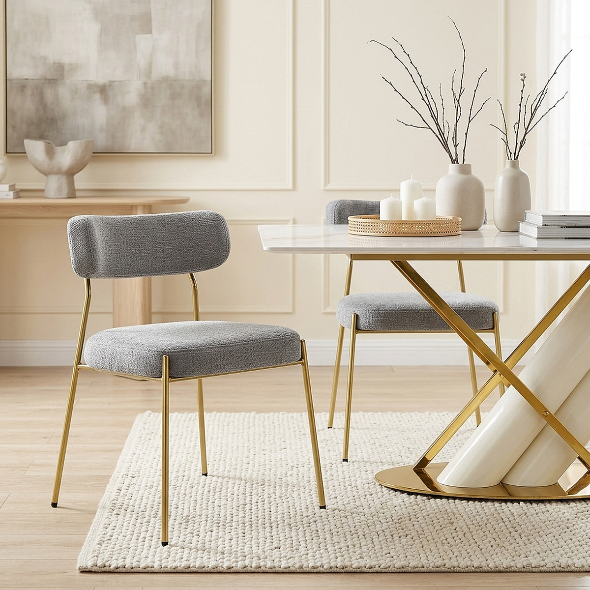 Diana Gold Chair Grey Fabric