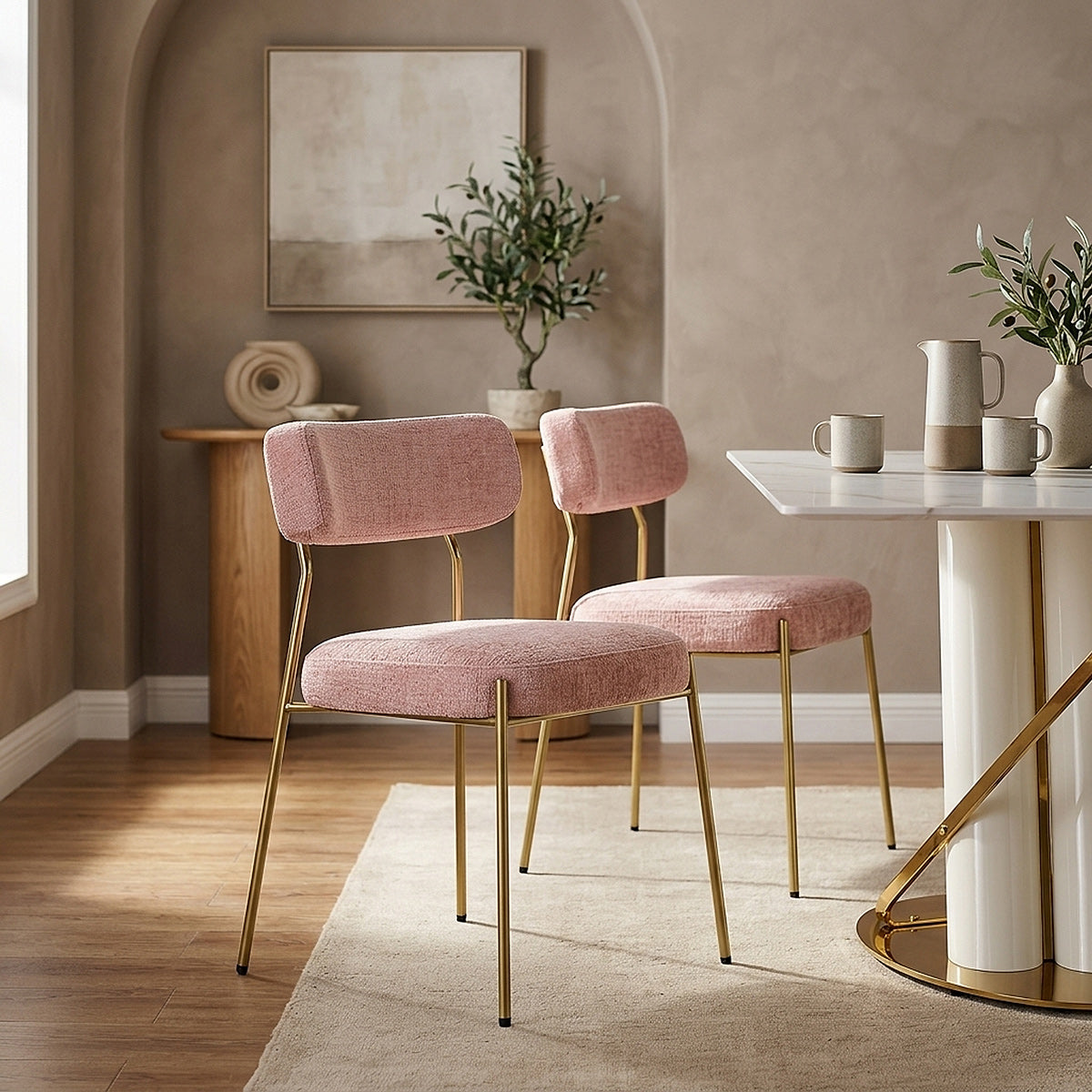 Diana Gold Chair Pink Fabric