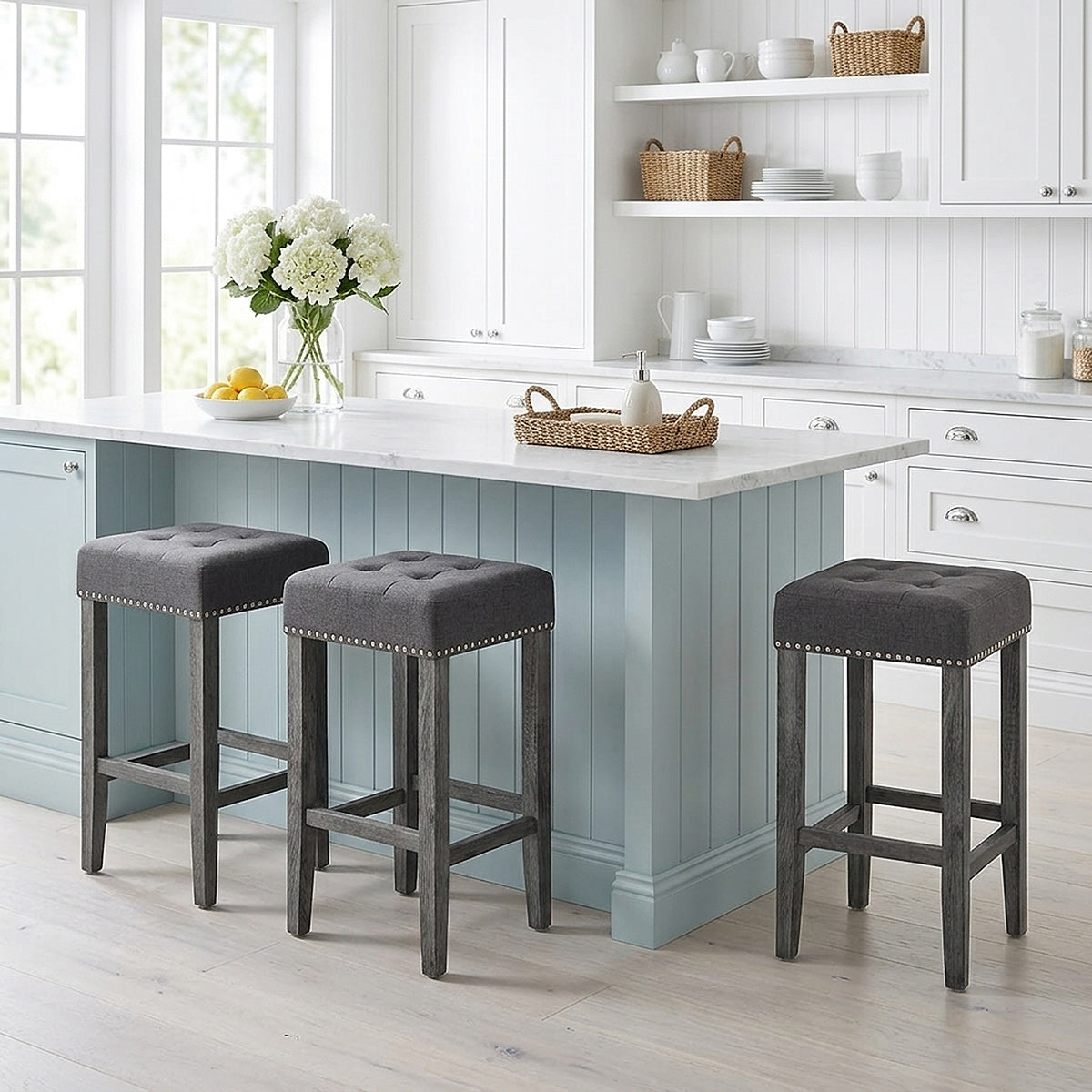 Tabouret de Bar Bois Tissu - Dove Gris Foncé 