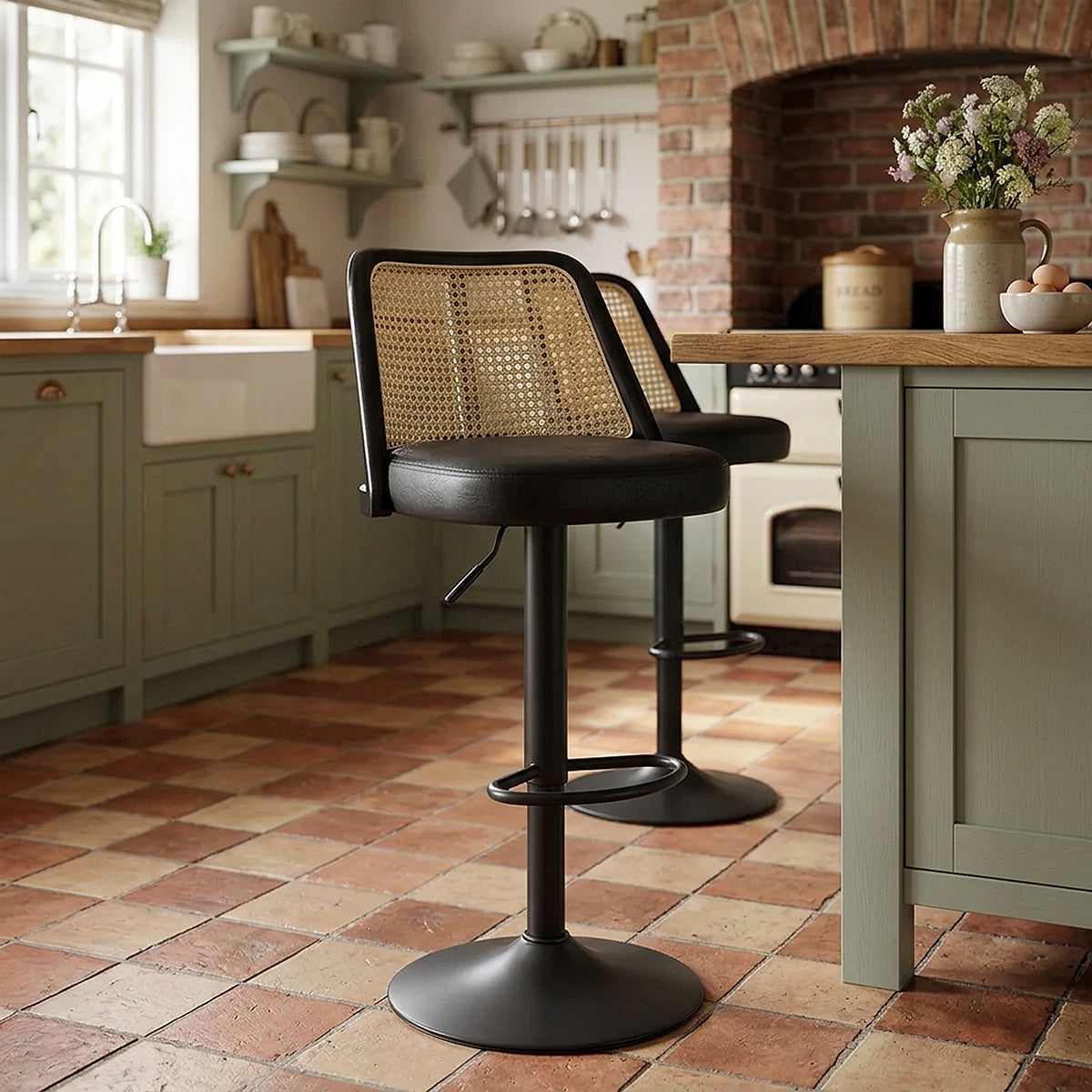 Tabouret de Bar Faux Cuir - Drew Noir 