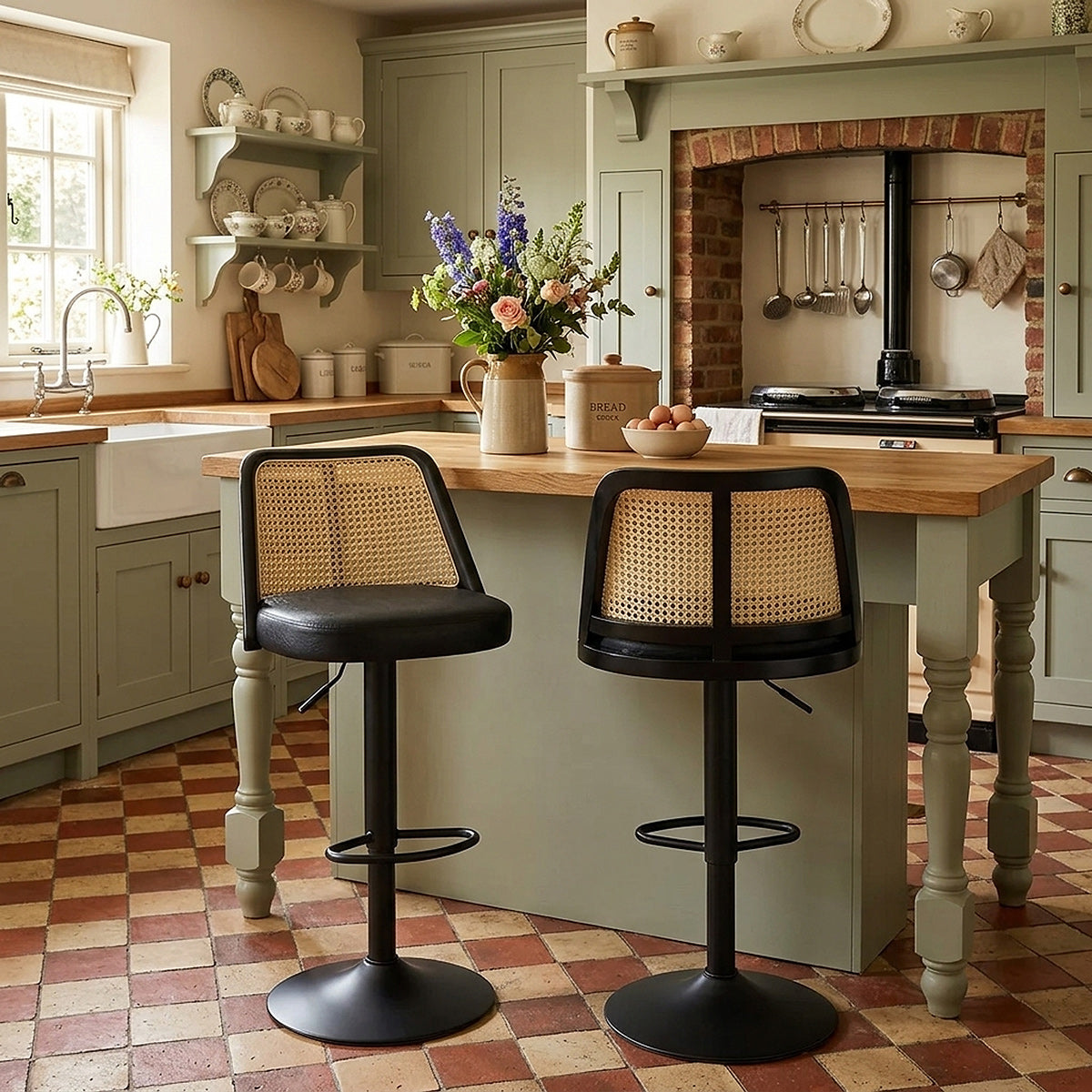 Tabouret de Bar Faux Cuir - Drew Noir 