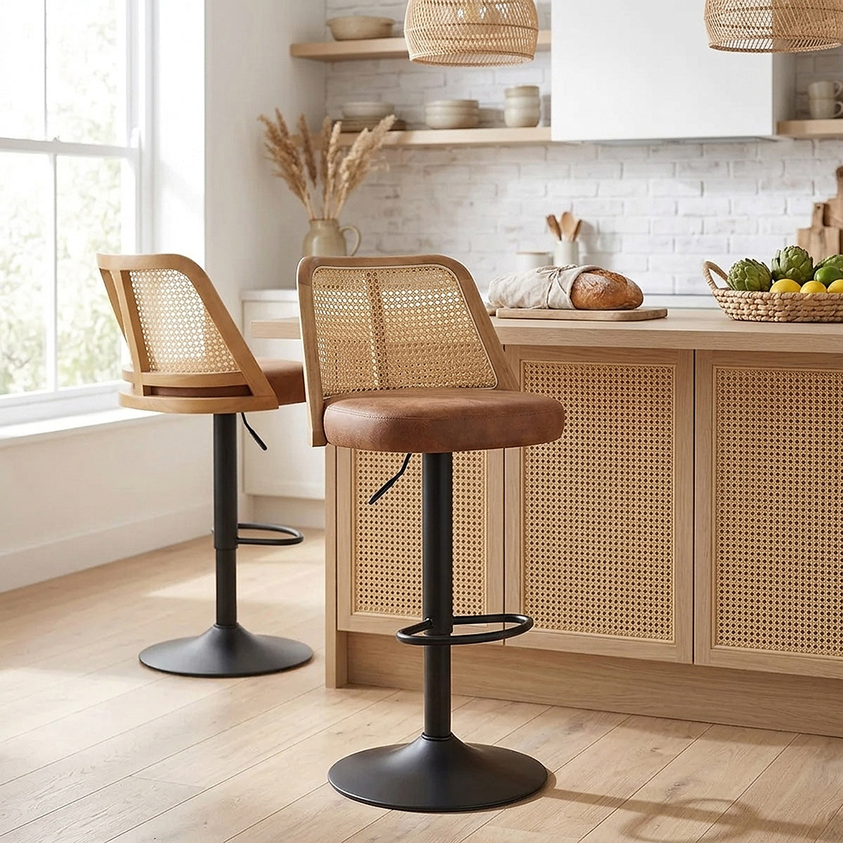 Tabouret de Bar Faux Cuir - Drew Marron 