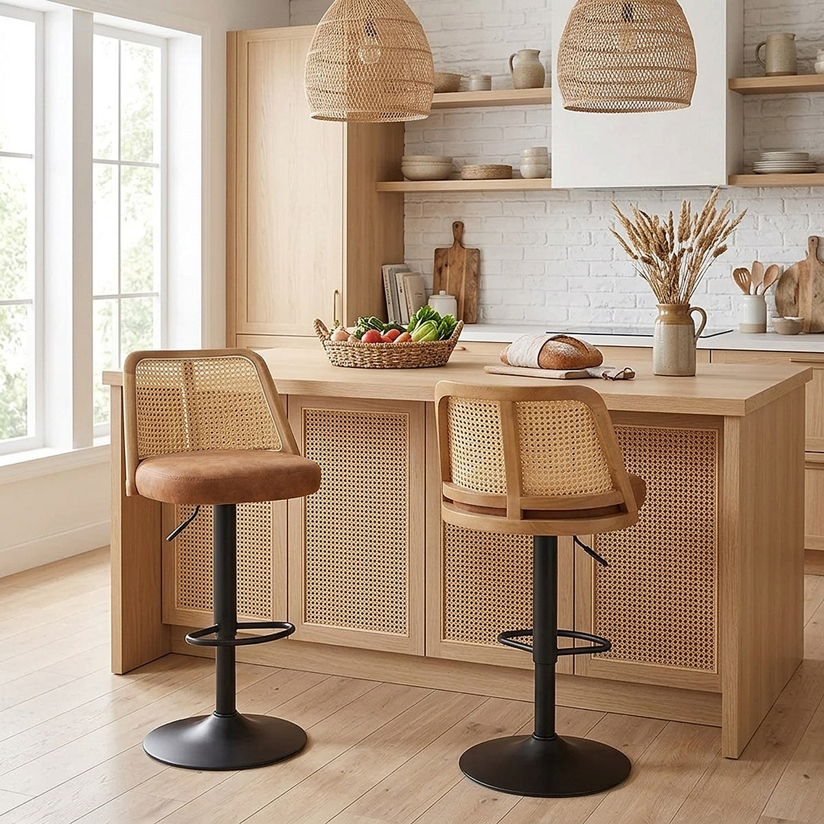 Tabouret de Bar Faux Cuir - Drew Marron 