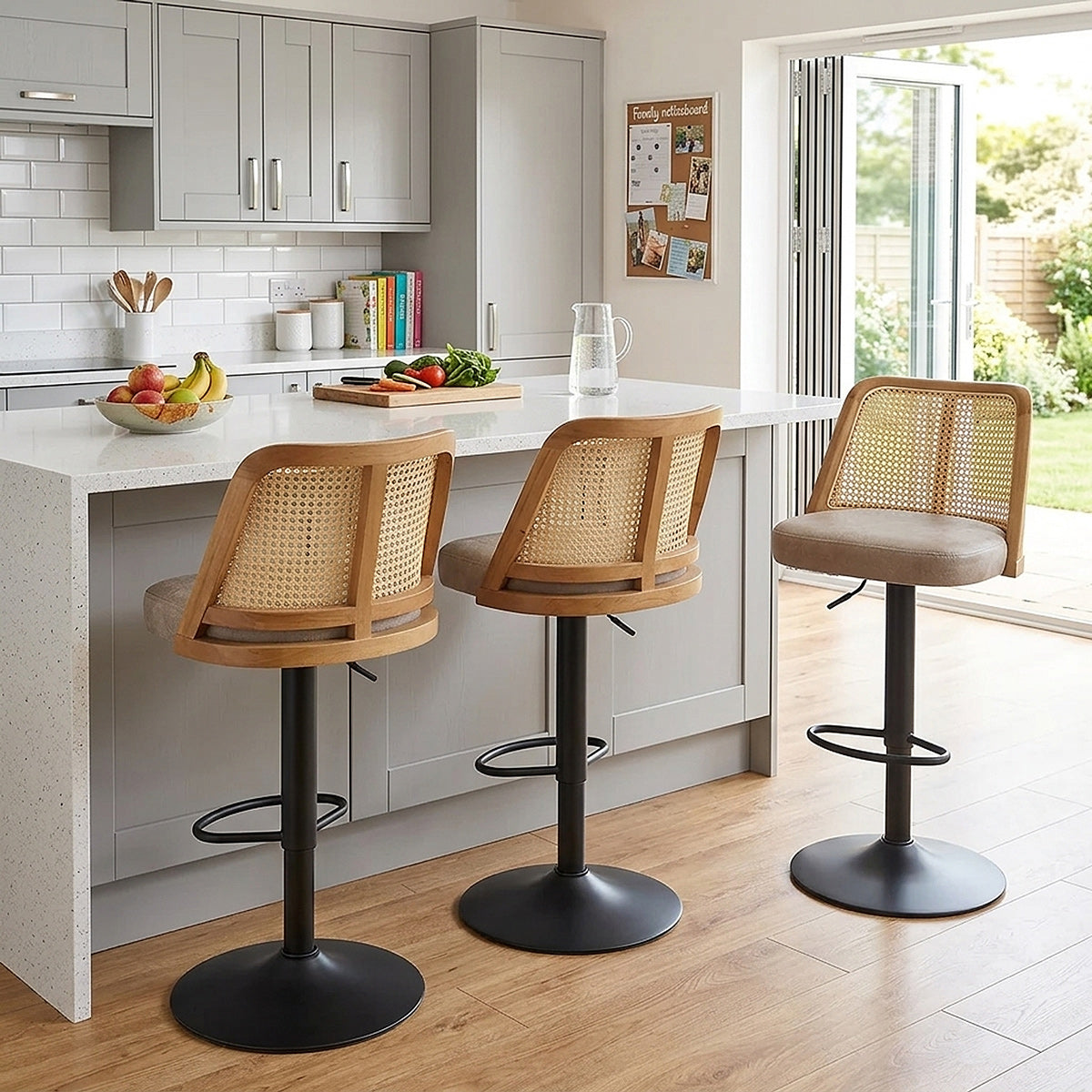 Tabouret de Bar Faux Cuir - Drew Taupe 