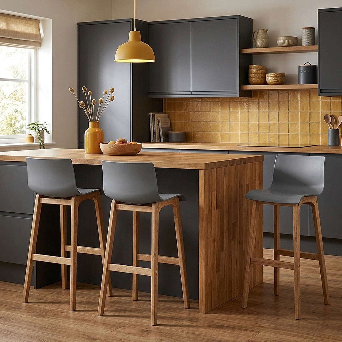 Tabouret de Bar Résine Bois - Drift ABS Gris Foncé 