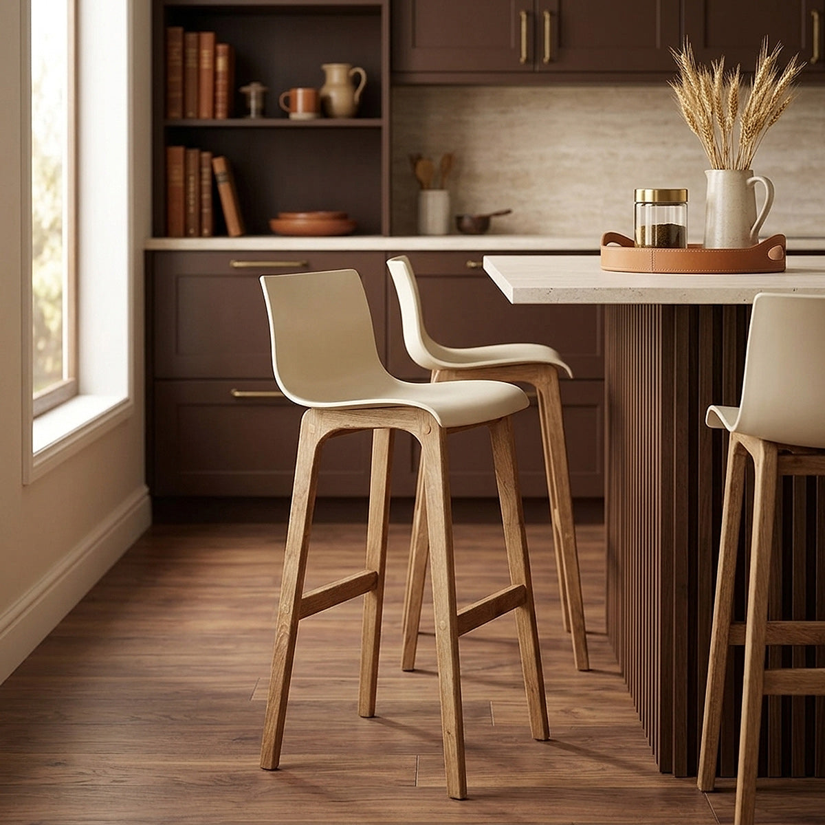 Tabouret de Bar Résine Bois - Drift ABS Crème 