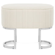 Duet Chrome Stool Beige Fabric