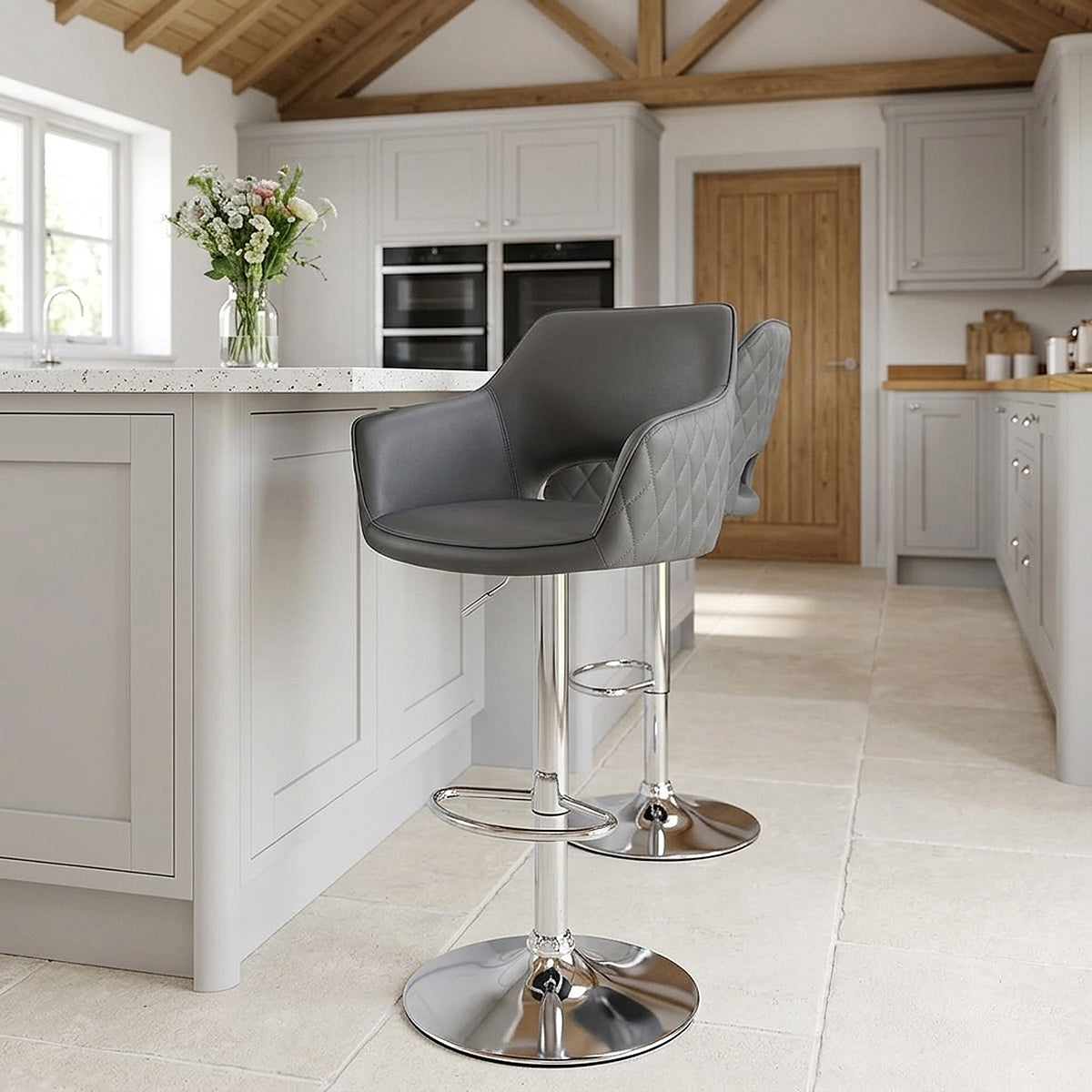 Tabouret Faux Cuir - Dune Gris 
