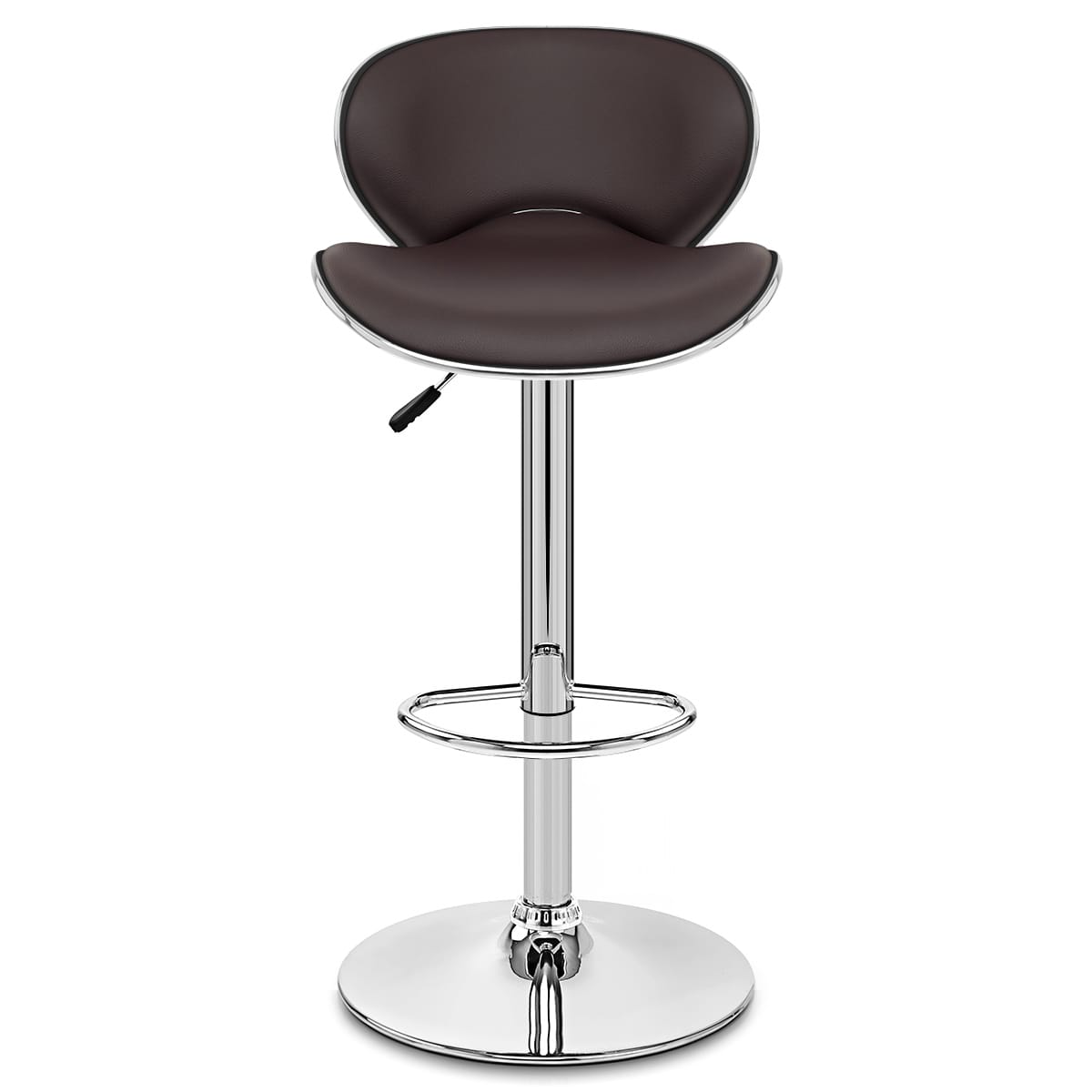 Chaise de Bar Faux Cuir Chrome - Félix Marron 