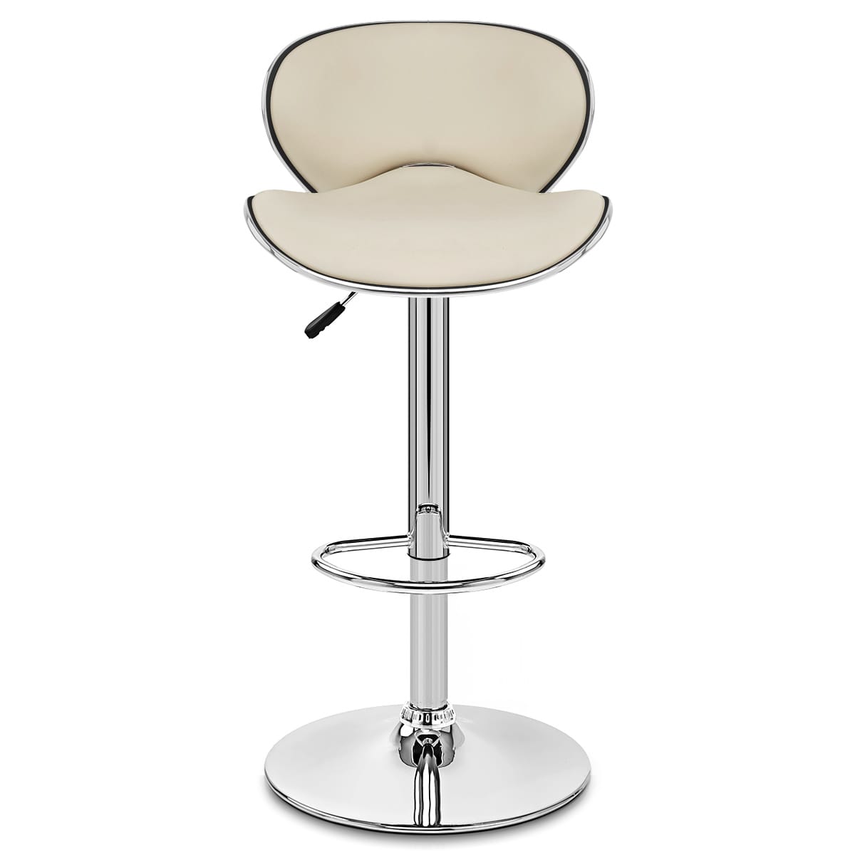 Chaise de Bar Faux Cuir Chrome - Félix Crème 