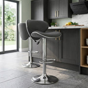 Chaise de Bar Faux Cuir Chrome - Félix Gris 