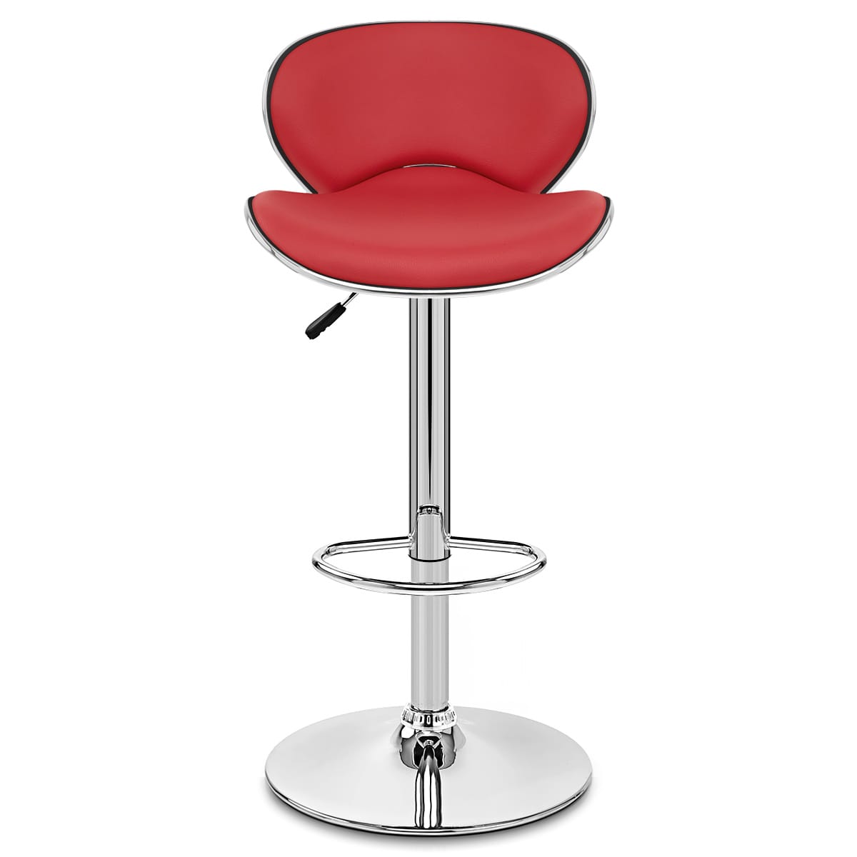 Chaise de Bar Faux Cuir Chrome - Félix Rouge 