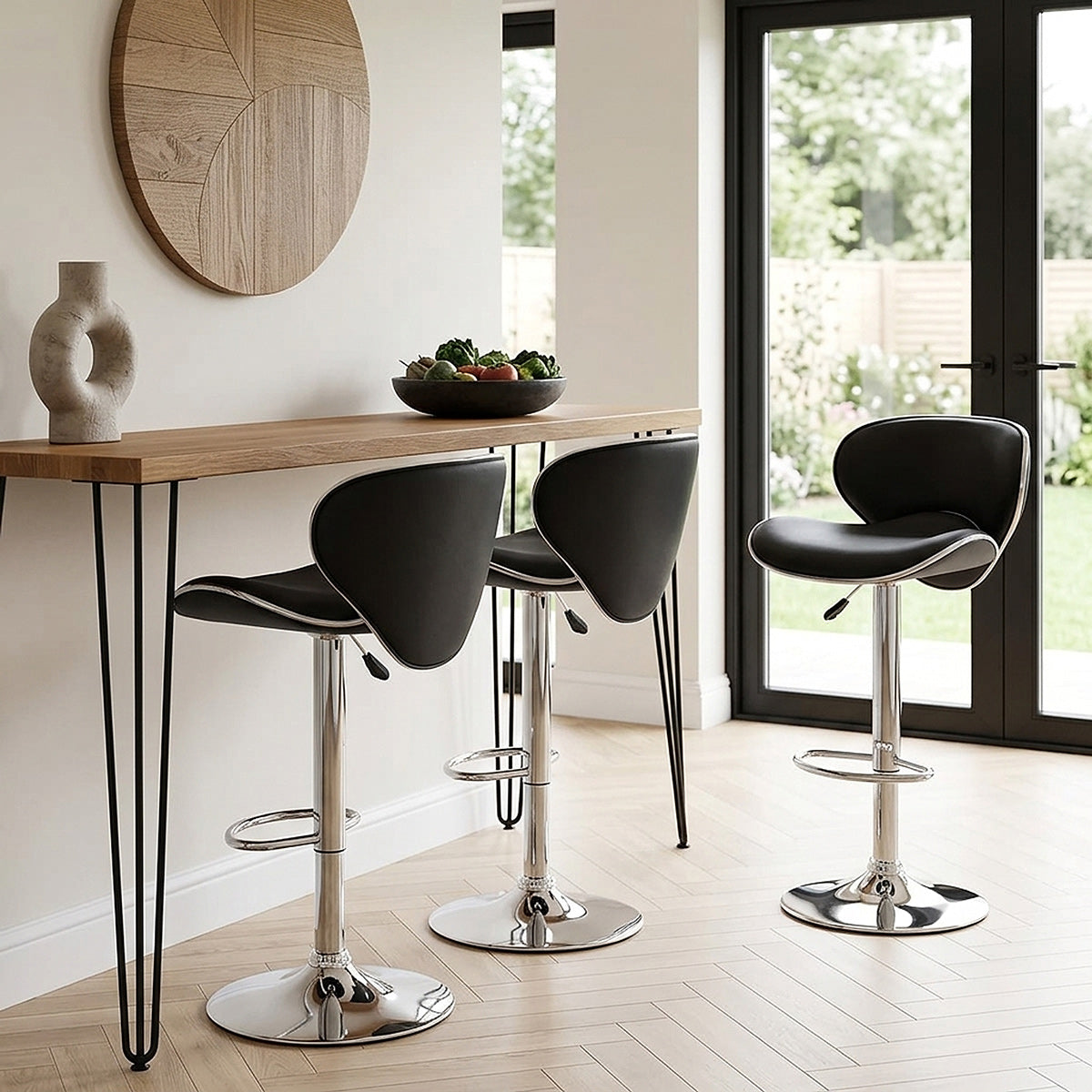 Chaise de Bar Faux Cuir Chrome - Félix Noir 