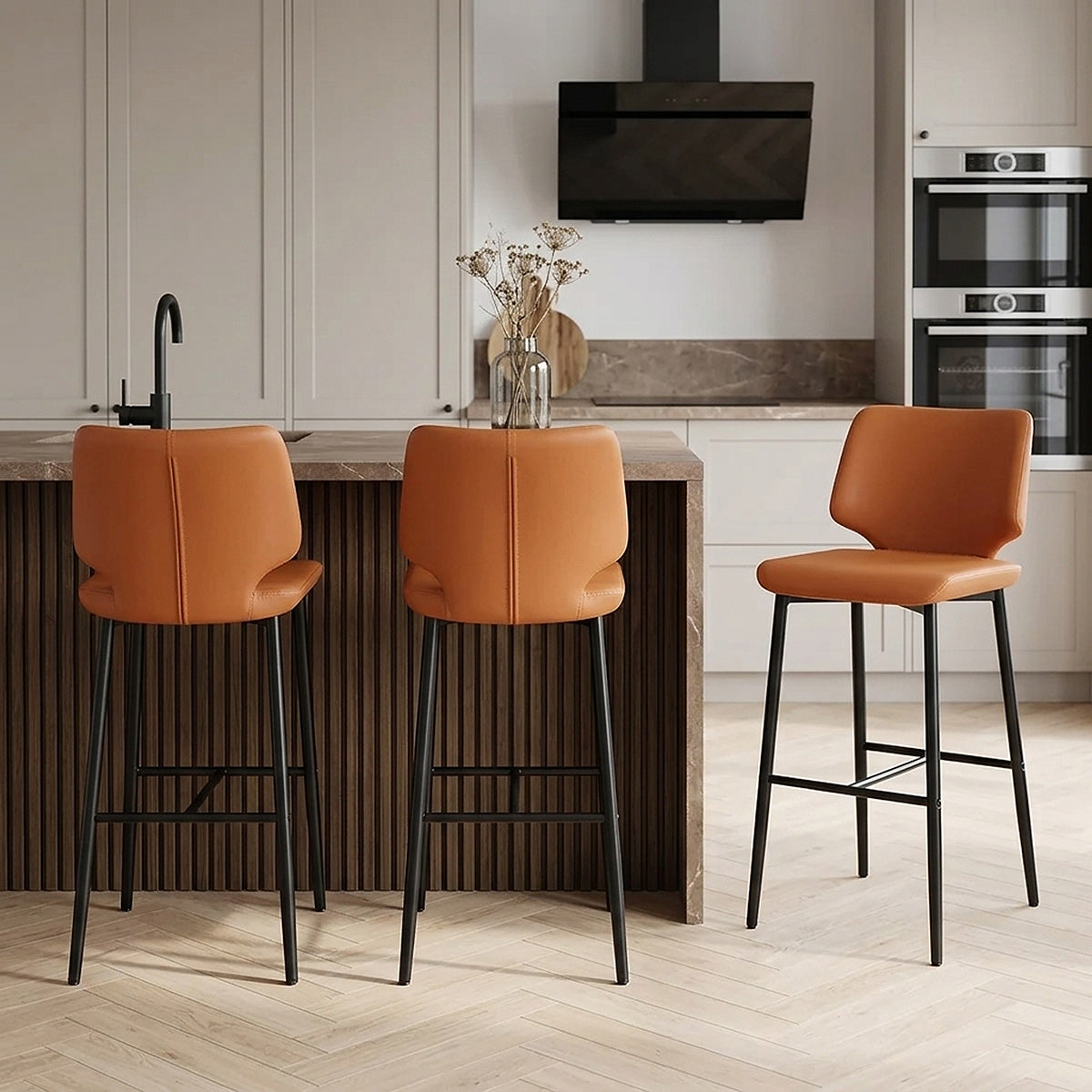 Tabouret de Bar Faux Cuir - Elan Orange 