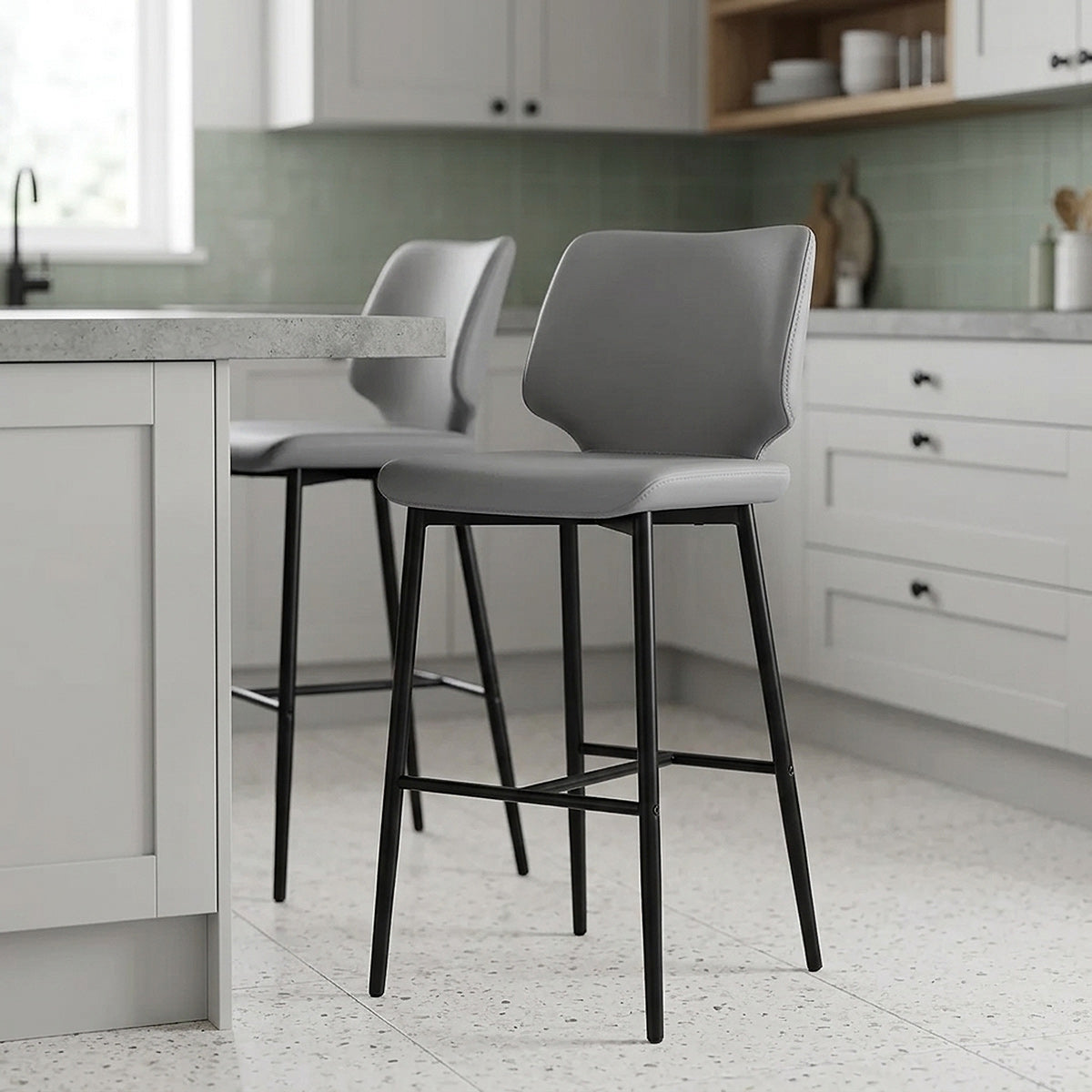 Tabouret de Bar Faux Cuir - Elan Gris 