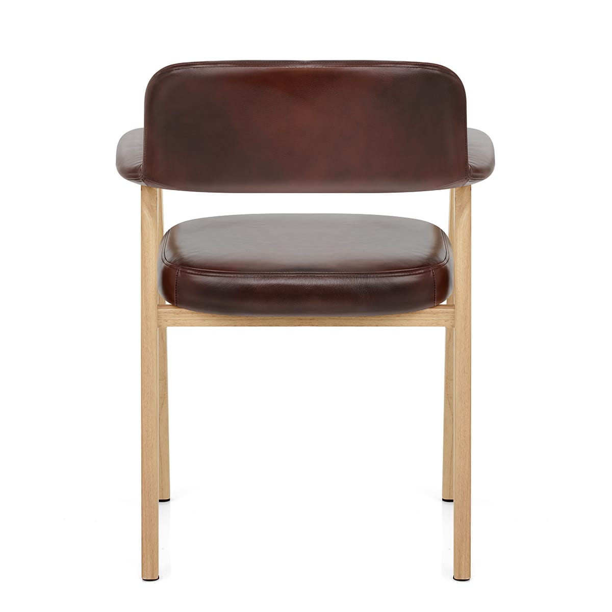 Chaise Bois Cuir Véritable - Elba Marron Antique