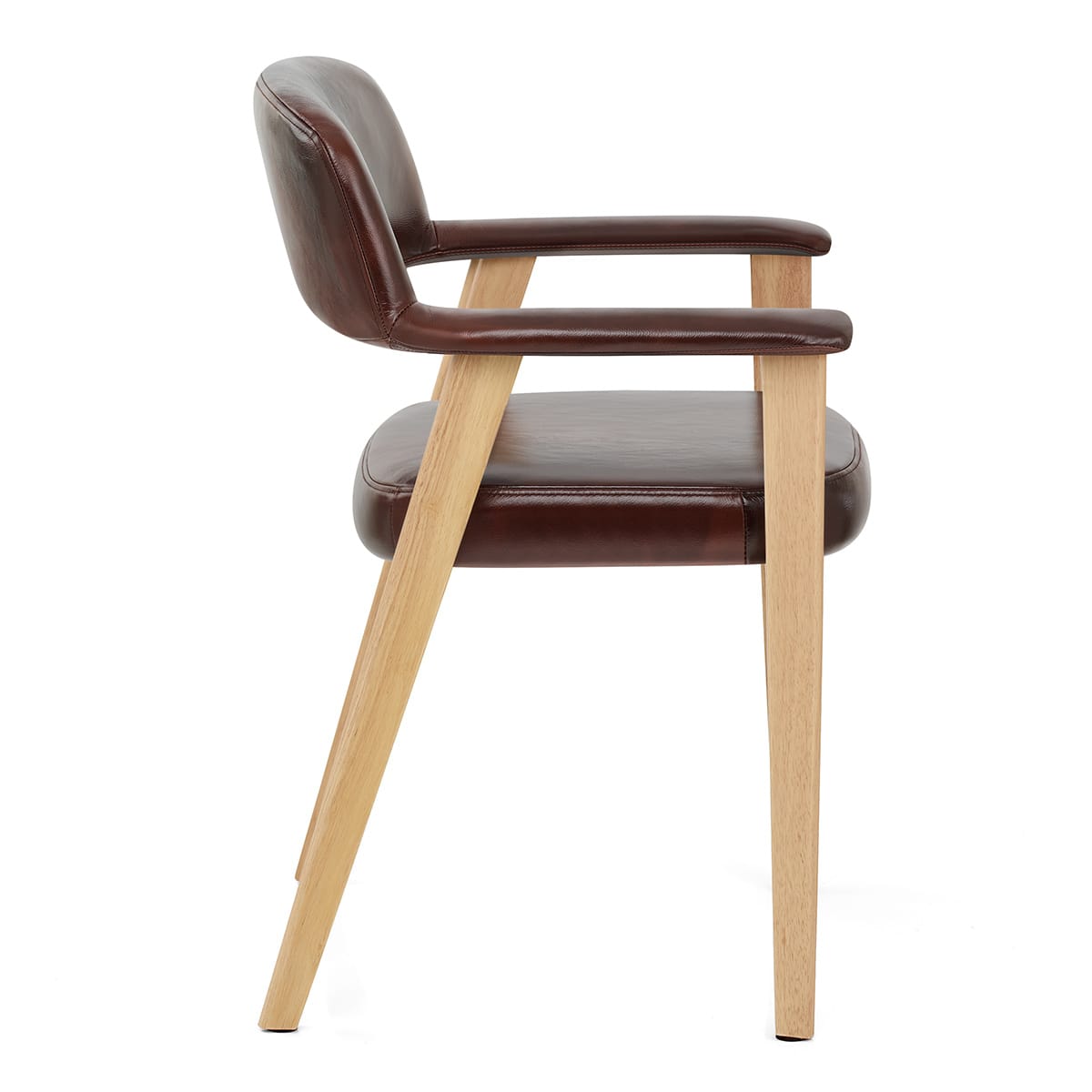 Chaise Bois Cuir Véritable - Elba Marron Antique